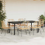 7 Piece Garden Dining Set Brown Poly Rattan Glass 3334546