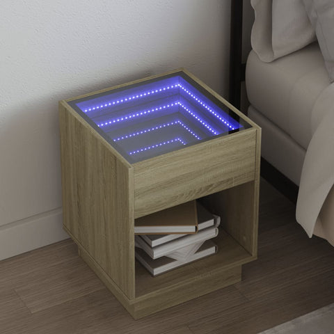 Bedside Table with Infinity LED Sonoma Oak 40x40x50 cm 3284079
