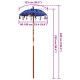 Balinese Parasol Blue 125 x 125 x 260 cm Cotton and Wood 42006465