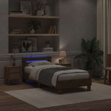 Bed Frame with LED Artisan Oak 90 x 200 cm Engineered Wood 863796