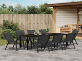 Garden Dining Set 9 pcs Black Powder-coated Steel 3379120