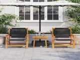 Garden Chairs with Table 3 pcs Black Solid Acacia Wood 3214437