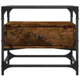 Coffee Table with Glass Top Smoked Oak 50x50x45 cm Steel 846051