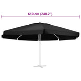 Replacement Fabric for Outdoor Parasol Black 610 cm 312552