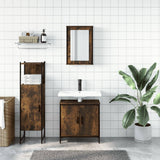 3 Piece Bathroom Furniture Set Smoked Oak Engineered Wood 3214822