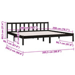 ZNTS 810106 Bed Frame without Mattress Black Solid Wood 200x200 cm