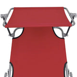 47771 Folding Sun Lounger with Canopy Red Aluminium