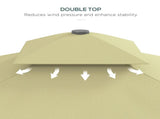 2.5m Square Double Top Garden Parasol Cantilever Umbrella with Ruffles, Beige T3398P328378