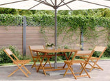 5 Piece Garden Dining Set Beige Fabric and Solid Wood 3281787