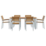 Garden Dining Set 7 pcs Grey and brown Solid acacia wood 3284348