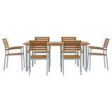 Garden Dining Set 7 pcs Grey and brown Solid acacia wood 3284348