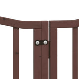 Dog Gate with Door Foldable 9 Panels Brown 450 cm Poplar Wood 3155606