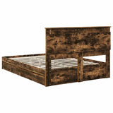 Storage Bed with Drawer Smoked Oak 140 x 200 cm Engineered Wood 3410247