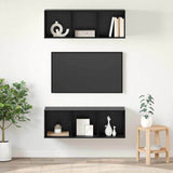 TV Cabinet Set 2 pcs Black Oak 37 x 37 x 107 cm Engineered Wood 3393574