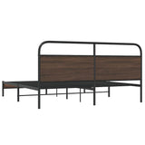 Metal Bed Frame without Mattress Brown Oak 180x200 cm Super King 3318699