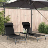 Sunloungers 2-person 3 pcs Black and Anthracite Steel 42010349