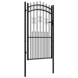 Fence Gate "KAMPEN" with Spear Top Black 103x175 cm Steel 151093