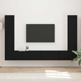 TV Cabinet Set 8 pcs Black Engineered Wood 3409133
