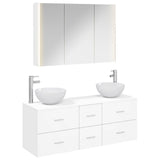 Bathroom Furniture Set 4 pcs White Engineered Wood and Glass 3406743
