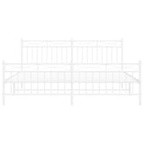 ZNTS Metal Bed Frame without Mattress with Footboard White 183x213cm 373763