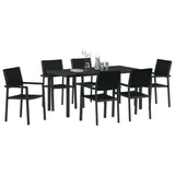 Garden Dining Set 7 pcs Black Powder-Coated Steel 3379153