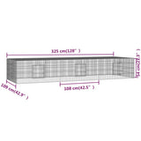 3-Panel Rabbit Cage 325x109x54 cm Galvanised Iron 171564