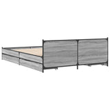 Bed Frame with Drawers without Mattress Grey Sonoma 150x200 cm King Size 3279930