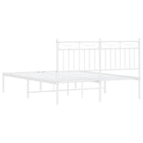 Metal Bed Frame without Mattress with Headboard White 135x190cm 373739