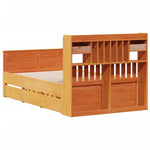 ZNTS Bookcase Bed without Mattress Wax Brown 120x200 cm Solid Wood Pine 3308926