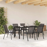 318783 Stackable Garden Chairs 6 pcs Black Textilene Fabric