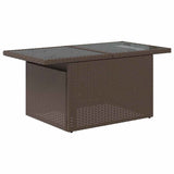 Garden Table with Glass Top Brown 100x55x73 cm Poly Rattan 366208