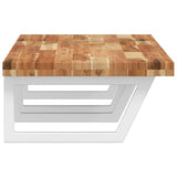 Basin Shelf Wall Mounted Steel and Solid Wood Acacia 3302870