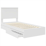 Storage Bed with Headboard White 90 x 190 cm Engineered Wood 3409587