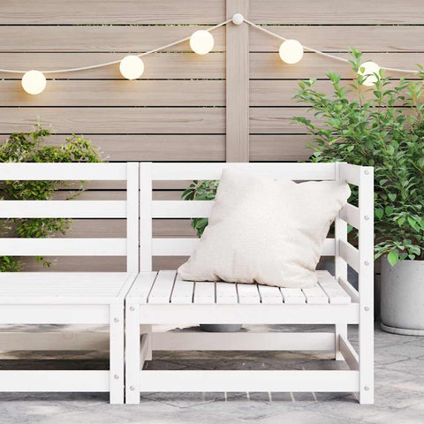 Garden Corner Sofa White Solid Wood Pine 805661