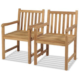 Outdoor Chair Set of 2 Brown Solid Teak Wood Standard Durable 43250