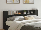 Storage Headboard with LED Black Engineered Wood 3418690
