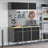 Work Cabinet Set with Drawer with Storage Manual 8 pcs Black 3321438