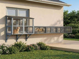 Cat Tunnel, 250cm Extra Long Wooden Cat Play Tunnel with 8 Doors, L-shape/Rectangle, Outdoor Cat T3398P553479
