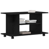 TV Cabinet with Castors Black Oak 80x40x45 cm Engineered Wood 862404