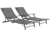 Set of Two Adjustable Back Sun Loungers - Grey T3398P320086