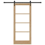 Sliding Door Natural 86 x 198.5 cm Solid Pine Wood and Glass 3332339