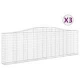 Arched Gabion Baskets 3 pcs 400x30x120/140 cm Galvanised Iron 3145840