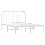 Metal Bed Frame without Mattress with Headboard White 160x200cm 353687