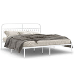 Metal Bed Frame without Mattress with Headboard White 183x213cm 376654