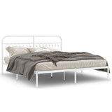 Metal Bed Frame without Mattress with Headboard White 183x213cm 376654