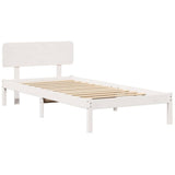 Bed Frame with Headboard White 100 x 200 cm Solid Pine Wood 872120