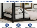 Black metal bunk bed for both adults and children, with safety railing and ladder, mattress size W3987P434167