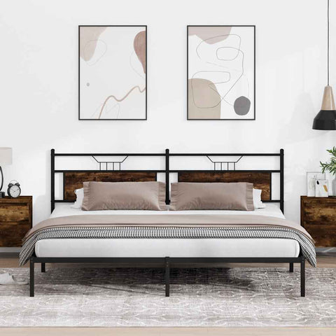 Bed Frame without Mattress Smoked Oak 193x201 cm Engineered Wood 4106749