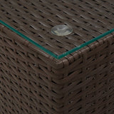 Side Table with Glass Top Brown 35x35x52 cm Poly Rattan 316377