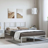 Metal Bed Frame without Mattress with Headboard White 150x200cm 372230